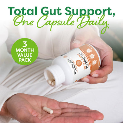Probulin Total Care Probiotic Supplement, Daily Gut, Digestive, and Immune Health Probiotics Capsules for Men and Women, 20 Billion CFU, Vegan, 90 Count Bottle - dailyvitalstore