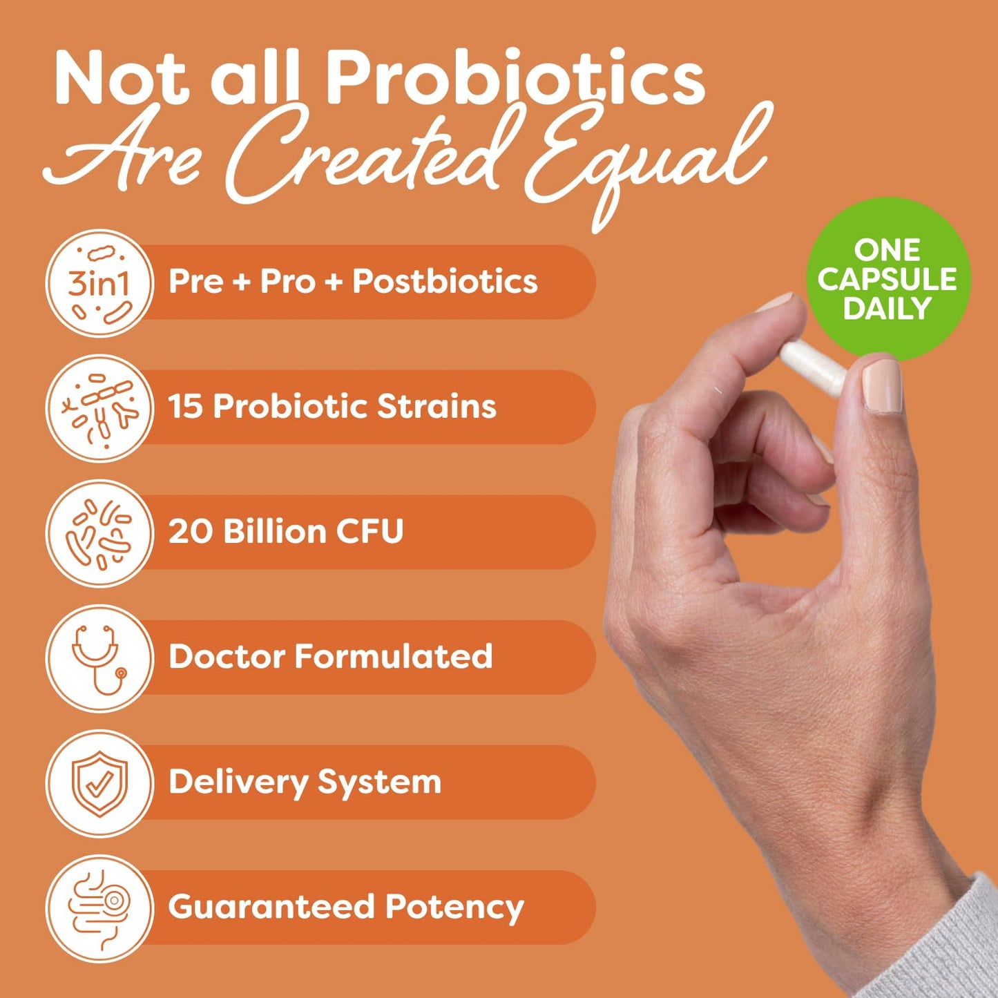Probulin Total Care Probiotic Supplement, Daily Gut, Digestive, and Immune Health Probiotics Capsules for Men and Women, 20 Billion CFU, Vegan, 90 Count Bottle - dailyvitalstore