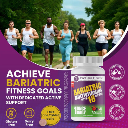 ProCare Health Bariatric Chewable Multivitamin with Iron 18mg (30 Tablets) - Fruit Punch Flavor Bariatric Multivitamin Chewable - dailyvitalstore