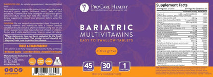 Procare Health Bariatric Multivitamin with Iron 45mg Easy to Swallow 30 Tablets - Post Op Bariatric Vitamins for Gastric Bypass Pills - dailyvitalstore