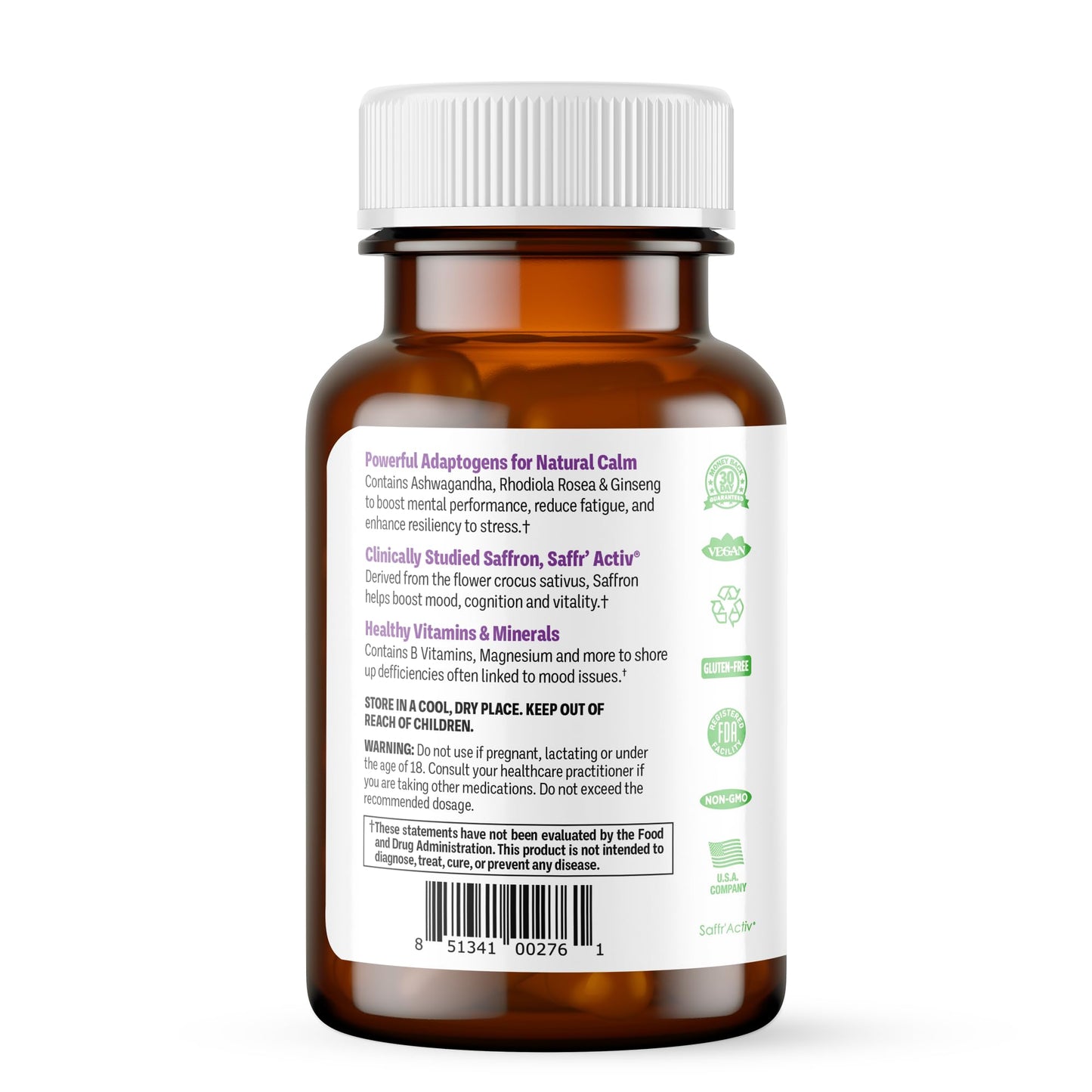 Procera Mood Support - Boost Mental Performance - Clarity - Mood Stability - Stress - Anxiousness - Mental Fatigue - Adaptogens - Saffron - Magnesium - Ashwagandha - Rhodiola - 60 Count - dailyvitalstore