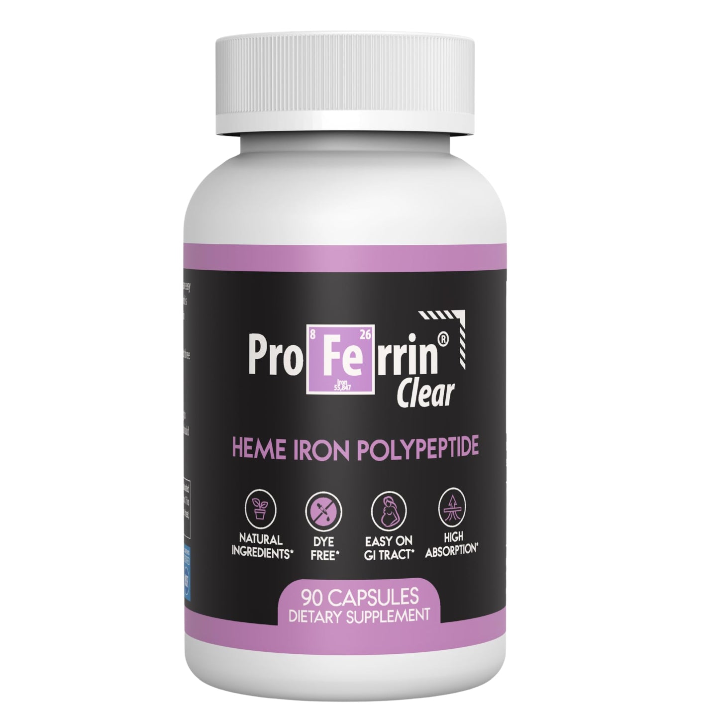 Proferrin Clear Heme Iron Supplement, 90 Capsules- Superior Absorption, Easy on The Gut, Natural, Made in The US - dailyvitalstore