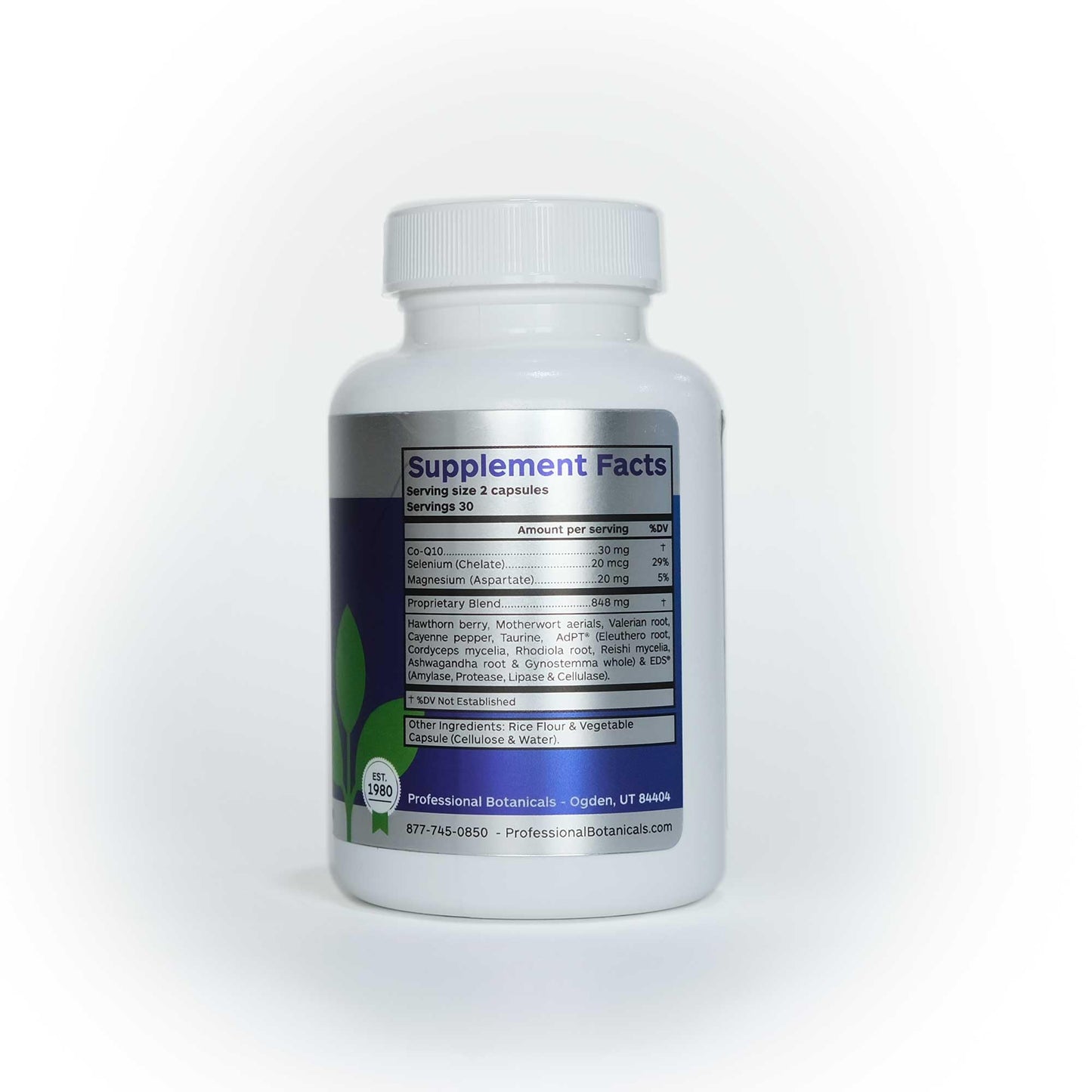 Professional Botanicals Cardio-CoQ CoQ10 - Vegan Formulated Coenzyme Q10 with Hawthorne Berry Valerian Root and Cayenne Pepper - 60 vegetarian capsules - dailyvitalstore