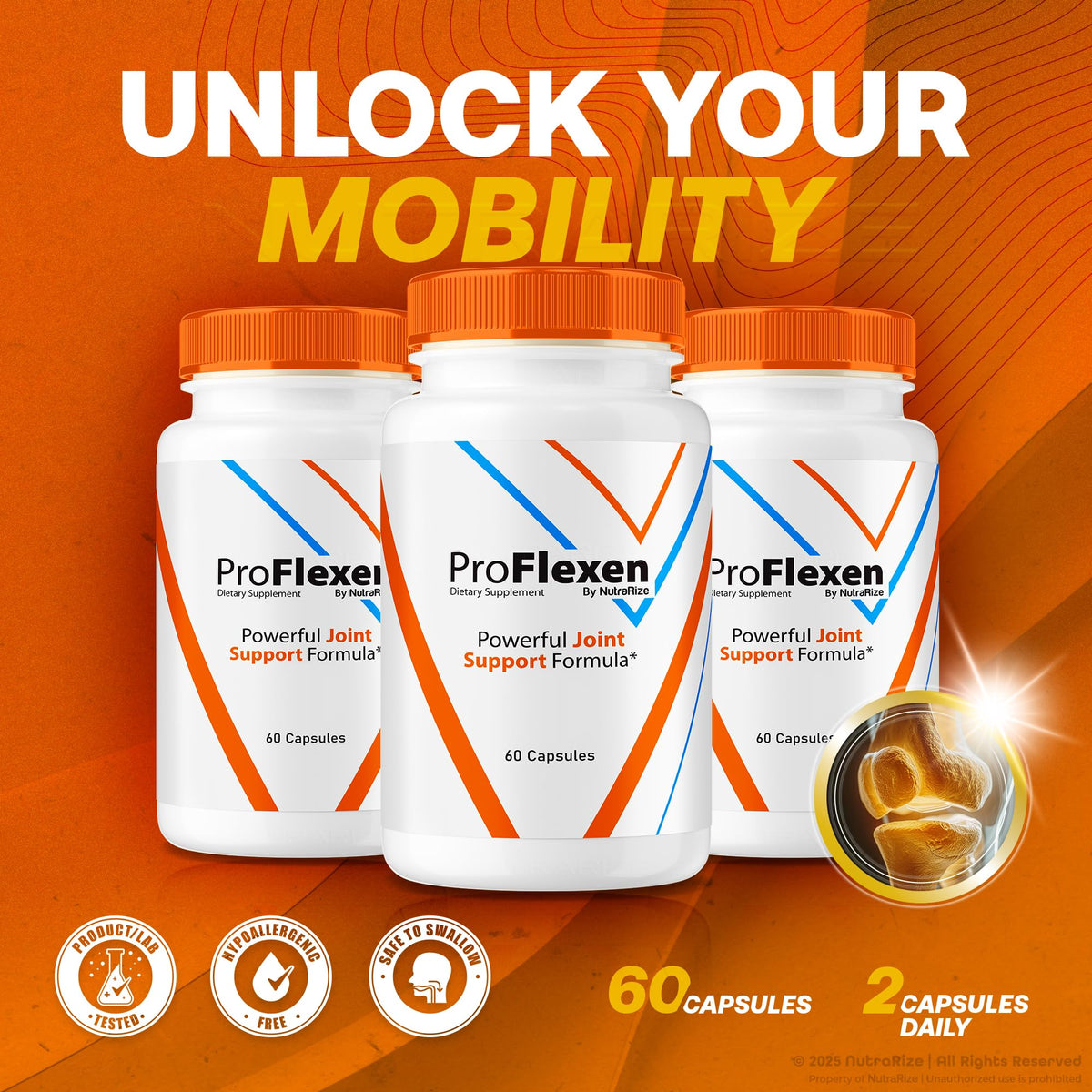 ProFlexen Capsules, ProFlexen Advanced Joint Support Formula, ProFlexen Collagen Support Pills, All Natural Supplement for Healthy and Flexible Joints, Official Pro Flexen Joint Reviews (60 Capsules) - dailyvitalstore