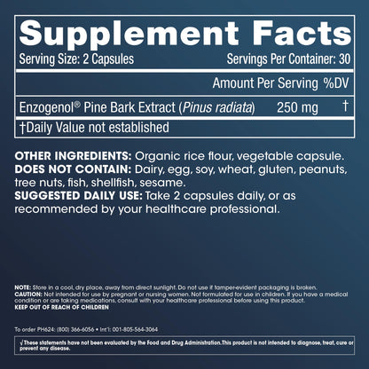 ProHealth Enzogenol Pine Bark Extract | 60 Capsules | New Zealand Sourced Antioxidant Support | Triple 3rd Party Tested, GMP Manufactured in The USA - dailyvitalstore