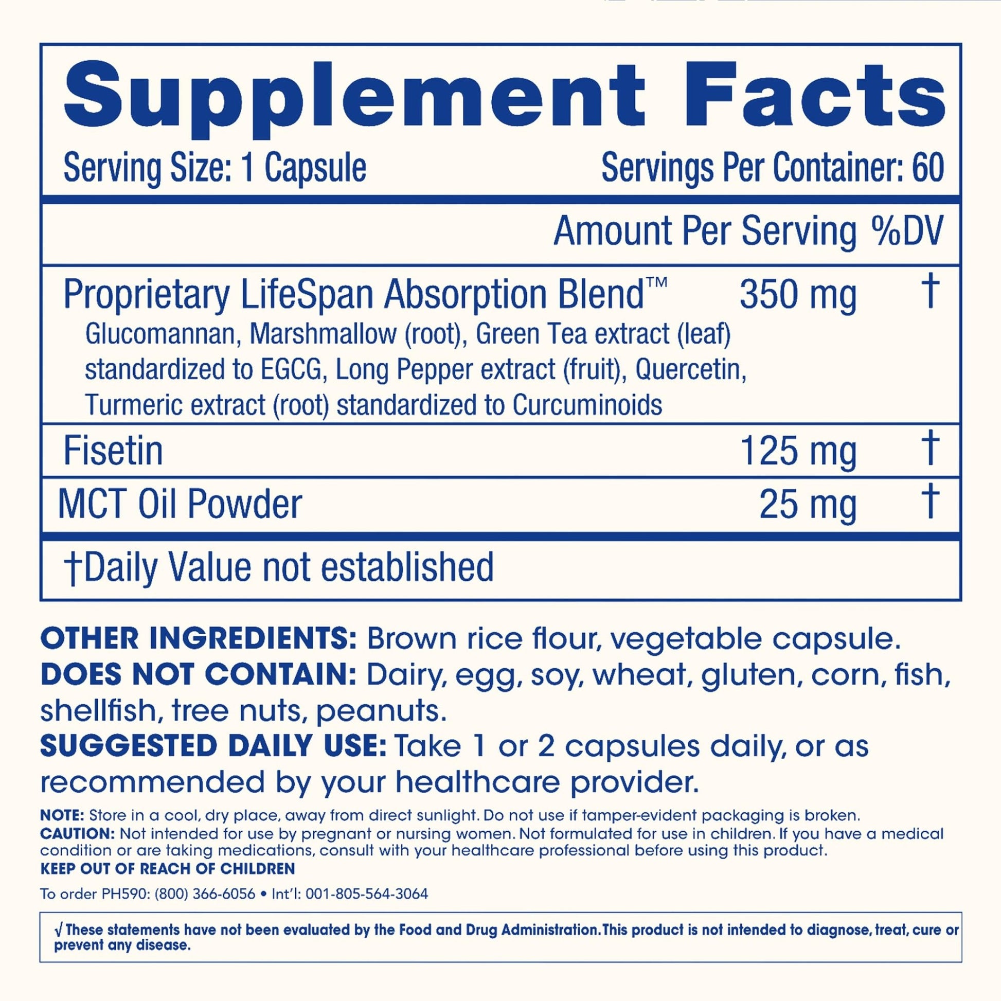 ProHealth Fisetin Supplements-15X Better Absorption from Polyphenol Blend + MCT Oil. 3rd Party Tested Pure. USA Manufactured. Powerful Antioxidant + Senolytic. Fisetin Supplement 125mg X 60 Servings - dailyvitalstore