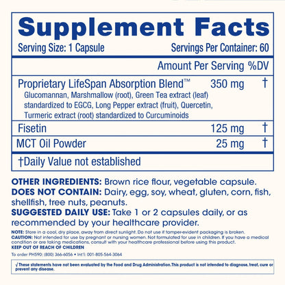ProHealth Fisetin Supplements-15X Better Absorption from Polyphenol Blend + MCT Oil. 3rd Party Tested Pure. USA Manufactured. Powerful Antioxidant + Senolytic. Fisetin Supplement 125mg X 60 Servings - dailyvitalstore