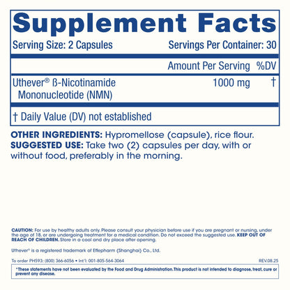ProHealth NMN Pro 1000 (60 Capsules) Clinically Studied Uthever® NMN. NAD+ Precursor for Cellular Energy, Mitochondrial Support & Healthy Aging. - dailyvitalstore