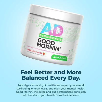 Project AD Life Good Morning Detox and Performance Drink, Naturally Flavored and Formulated with L-GLutamine, Apple Cider Vinegar, - dailyvitalstore
