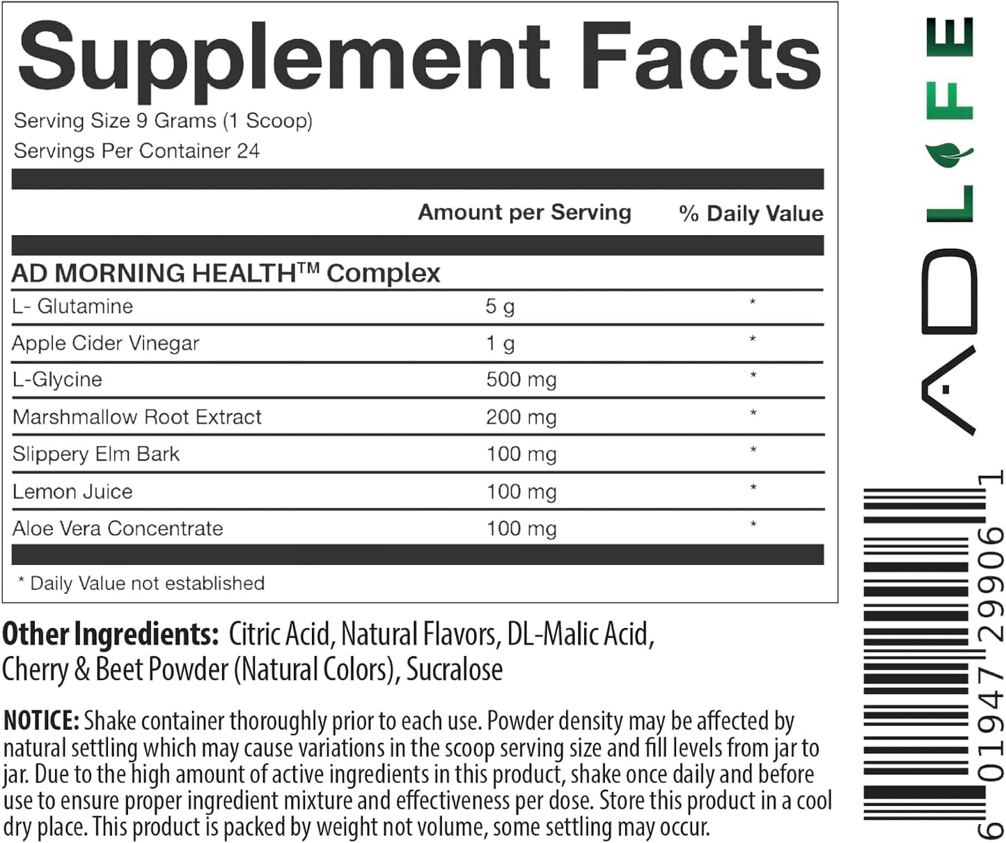 Project AD Life Good Morning Detox and Performance Drink, Naturally Flavored and Formulated with L-GLutamine, Apple Cider Vinegar, and Aloe Vera (24 Servings, Summer Fruits) - dailyvitalstore