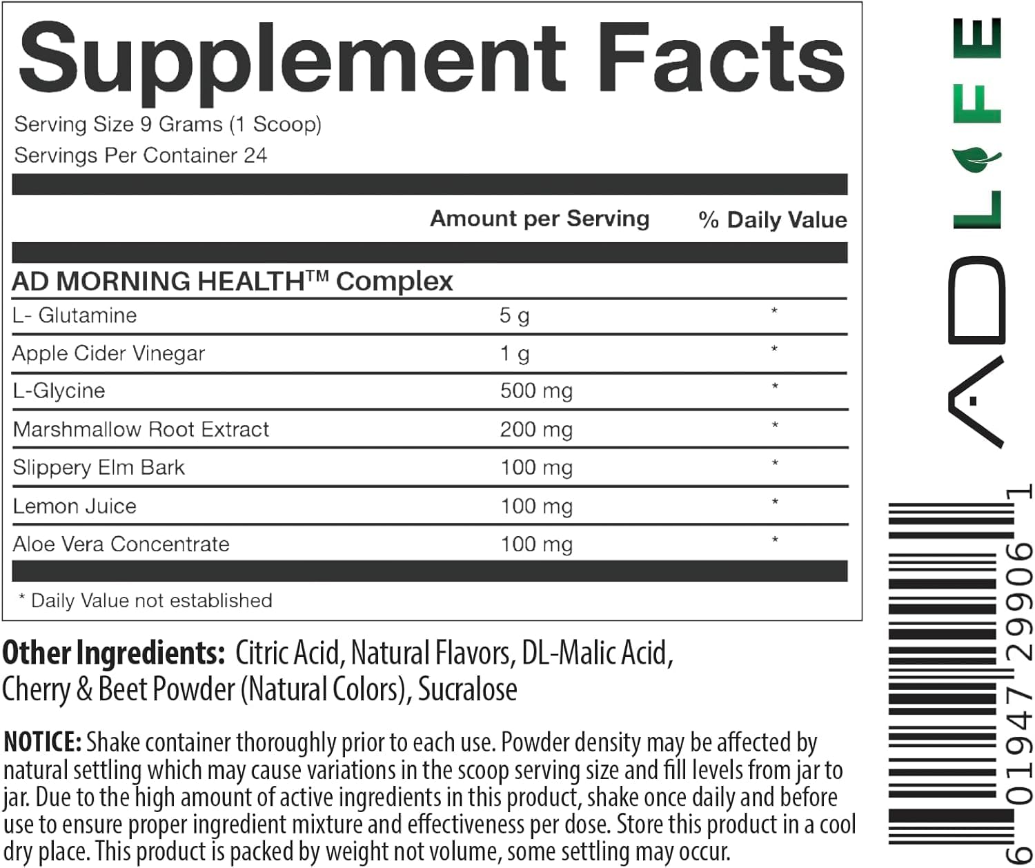 Project AD Life Good Morning Detox and Performance Drink, Naturally Flavored and Formulated with L-GLutamine, Apple Cider Vinegar, and Aloe Vera (24 Servings, Summer Fruits) - dailyvitalstore