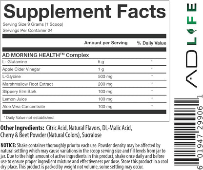 Project AD Life Good Morning Detox and Performance Drink, Naturally Flavored and Formulated with L-GLutamine, Apple Cider Vinegar, and Aloe Vera (24 Servings, Summer Fruits) - dailyvitalstore