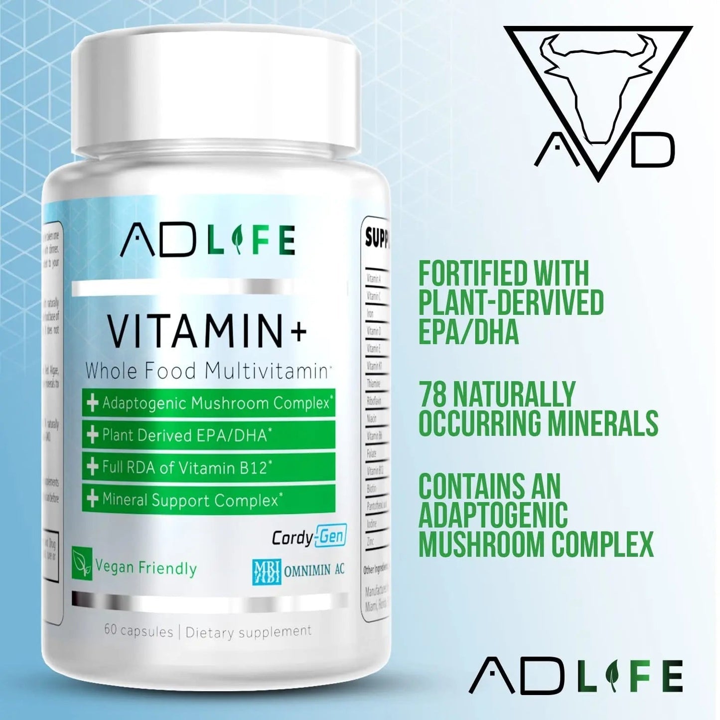 Project AD Vitamin+ Multimineral Multivitamin Supplement Complete Antioxidant, Energy & Immune Support. (60 Servings) - dailyvitalstore