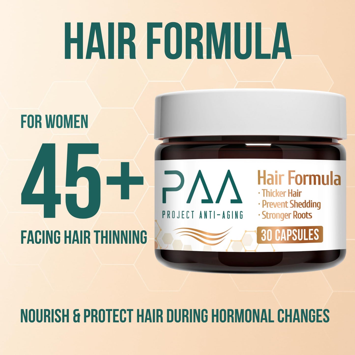 Project Anti-Aging Menopause Hair Don’t Care – Hair Growth Vitamins for Women 40+ to Support Thinning, Volume, Skin & Nails – Nutrient-Rich Supplement for Stronger, Fuller – Visible Results - dailyvitalstore