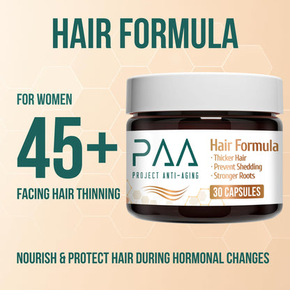 Project Anti-Aging Menopause Hair Don’t Care – Hair Growth Vitamins for Women 40+ to Support Thinning, Volume, Skin & Nails – Nutrient-Rich Supplement for Stronger, Fuller – Visible Results - dailyvitalstore