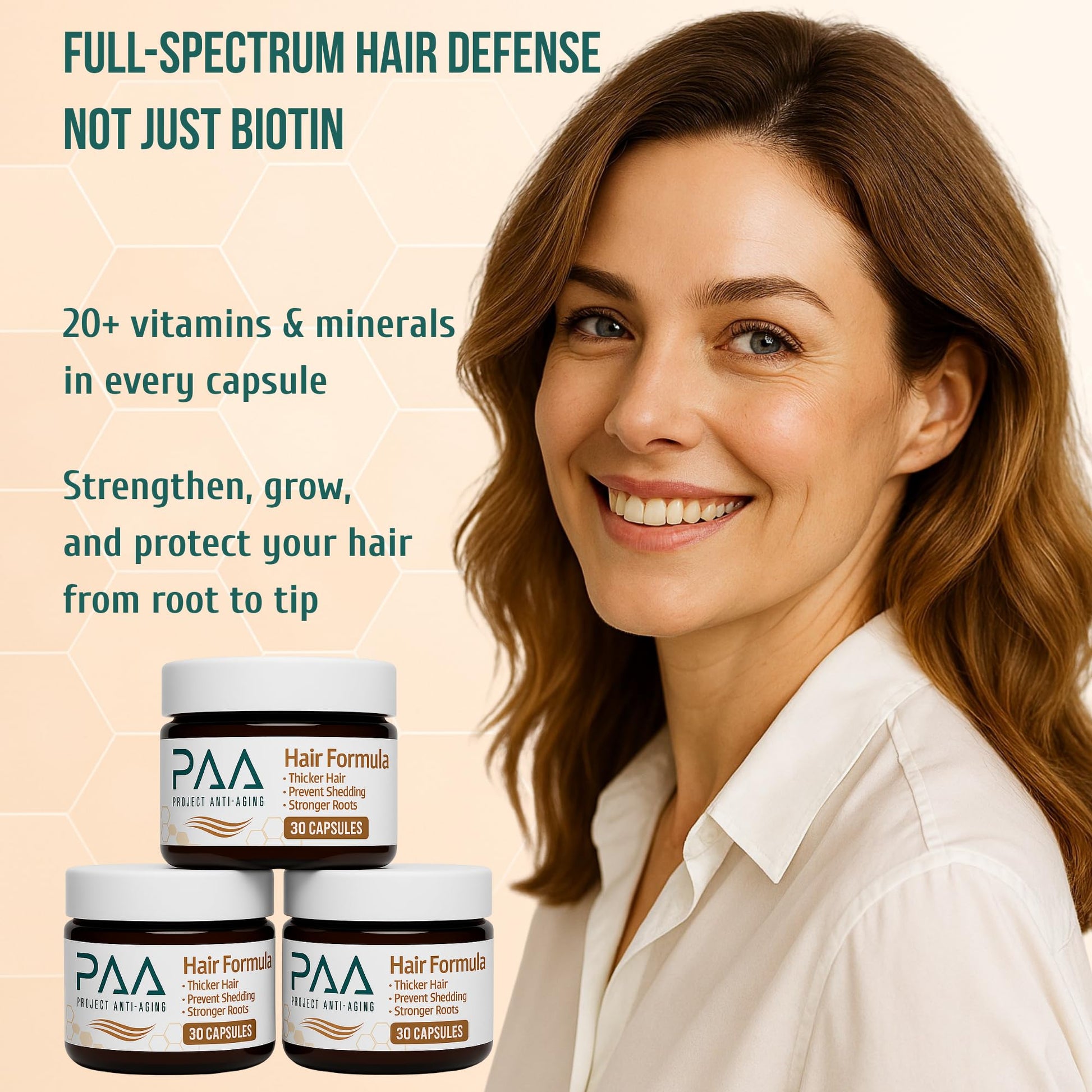 Project Anti-Aging Menopause Hair Don’t Care – Hair Growth Vitamins for Women 40+ to Support Thinning, Volume, Skin & Nails – Nutrient-Rich Supplement for Stronger, Fuller – Visible Results - dailyvitalstore