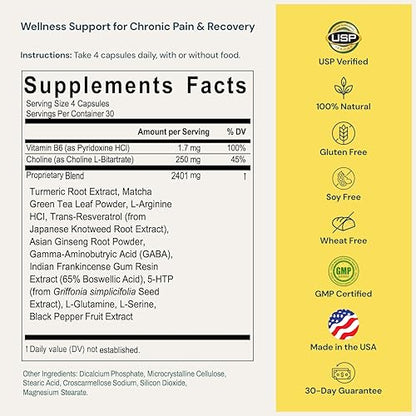 ProleevaMax Nutraceuticals Supplement – Nerve, Muscle & Joint Support with Turmeric Curcumin, Resveratrol, Ginseng & Boswellia, 13 Natural Ingredients, 120 Capsules - dailyvitalstore