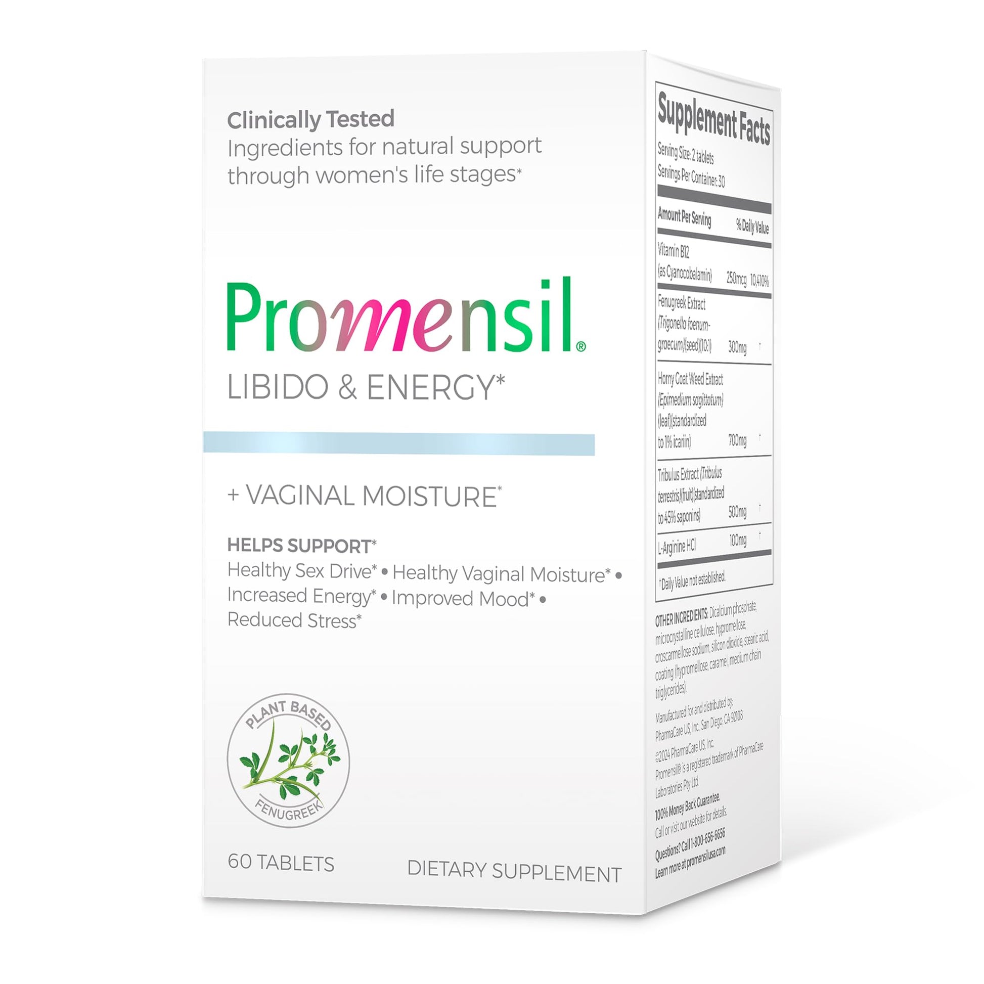 Promensil Libido & Energy - Libido Booster for Women, Sexual Health Support for Women with Low Estrogen, Fenugreek, Horny Goat Weed & Vitamins for Menopause, Clinically Proven - 30 Day Supply - dailyvitalstore