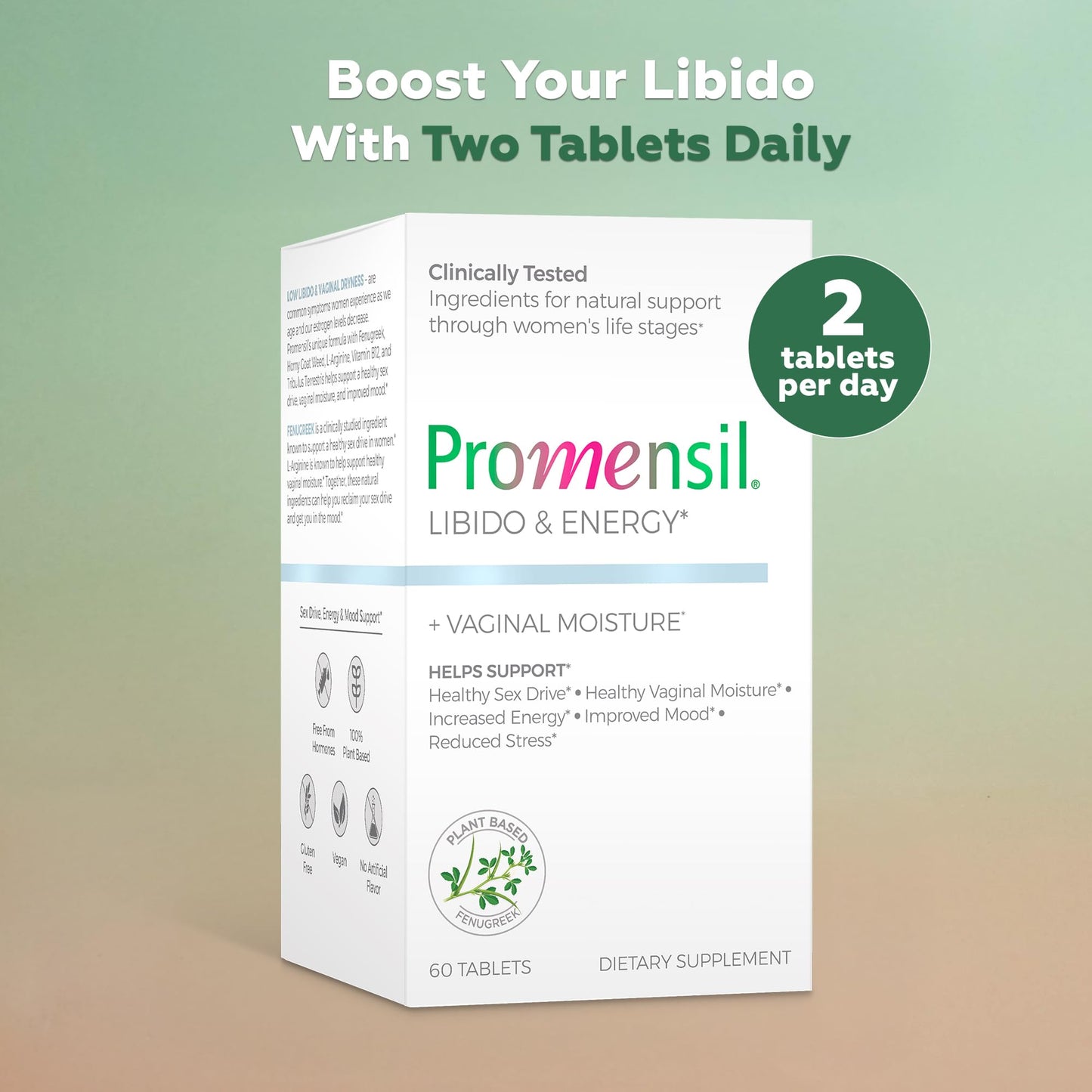 Promensil Libido & Energy - Libido Booster for Women, Sexual Health Support for Women with Low Estrogen, Fenugreek, Horny Goat Weed & Vitamins for Menopause, Clinically Proven - 30 Day Supply - dailyvitalstore
