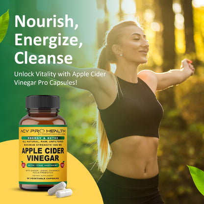 Promethean Wellness ACV Pro Apple Cider Vinegar Capsules Certified Organic with Mother ACV Pills Detox Cleanse Acid Reflux Relief Support Supplement Ginger - dailyvitalstore