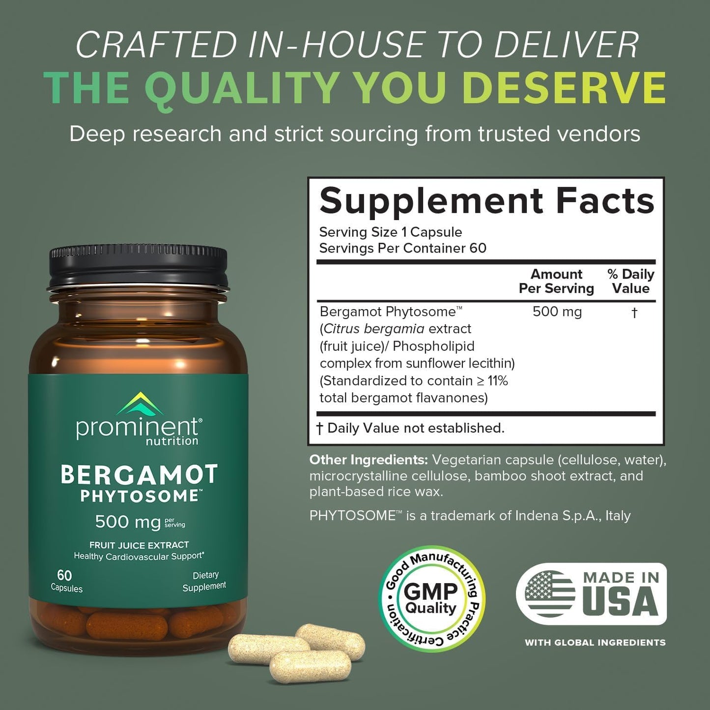 Prominent Nutrition Bergamot Phytosome, Clinically Researched Vazguard Citrus Bergamot Extract for Cholesterol and Heart Health Support, Enhanced-Absorption - dailyvitalstore