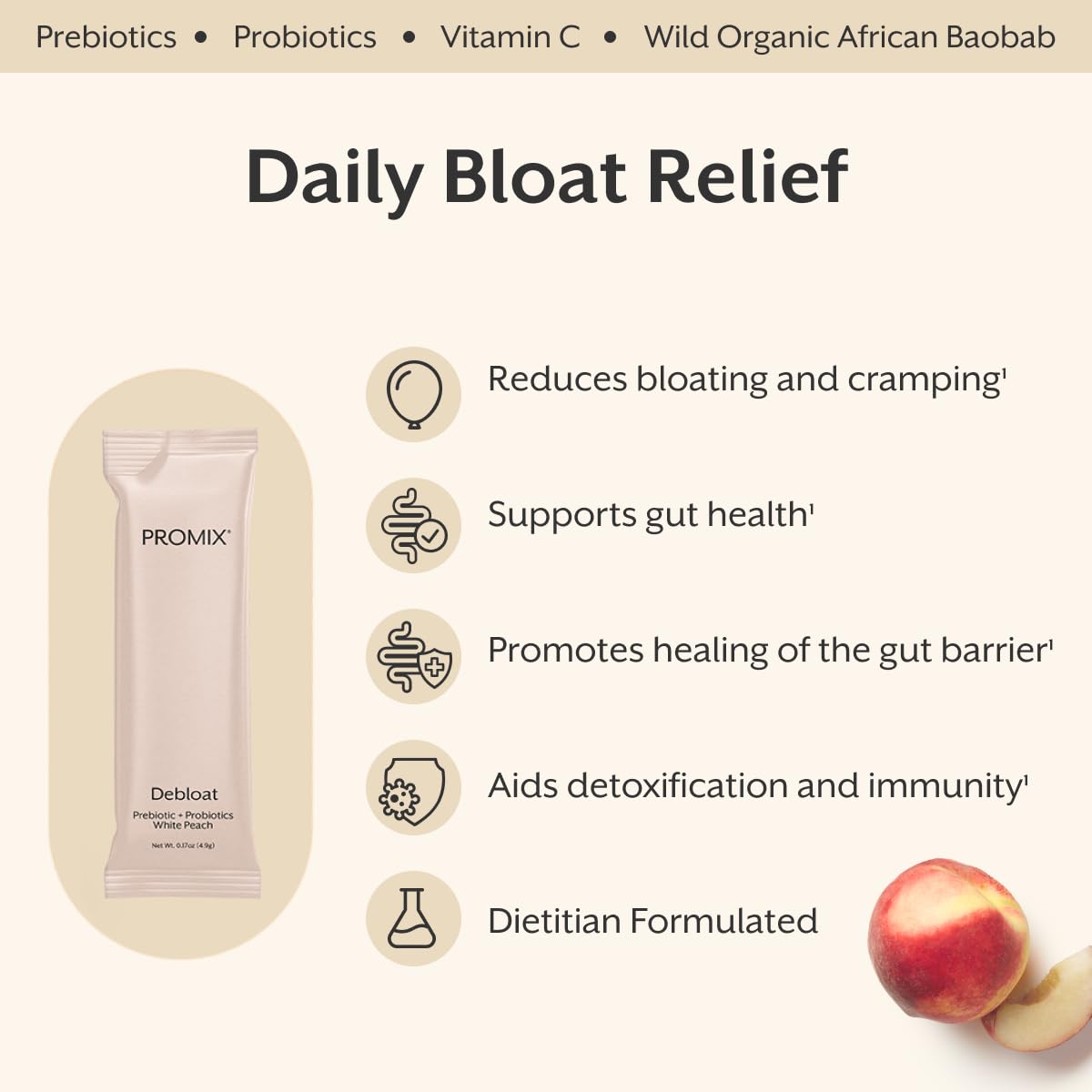 ProMix Nutrition Debloat Prebiotics and Probiotics, Bloating Relief for Women, Gut Cleanse Detox for Men and Immune Support - dailyvitalstore