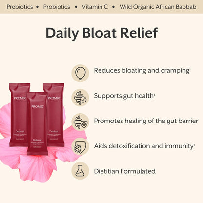ProMix Nutrition Debloat Prebiotics and Probiotics Immune Support Supplement for Digestion, Cortisol Health, Gut Cleanse - Hibiscus - dailyvitalstore
