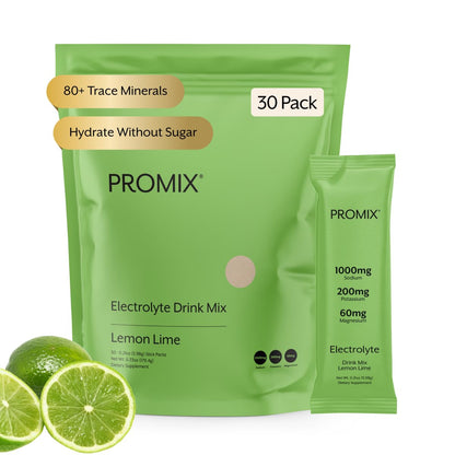 ProMix Nutrition Electrolytes Powder Hydration Packets - Himalayan Pink Salt, Magnesium, Potassium, Vitamin C - Lemon Lime, Lightly Sweetened - dailyvitalstore