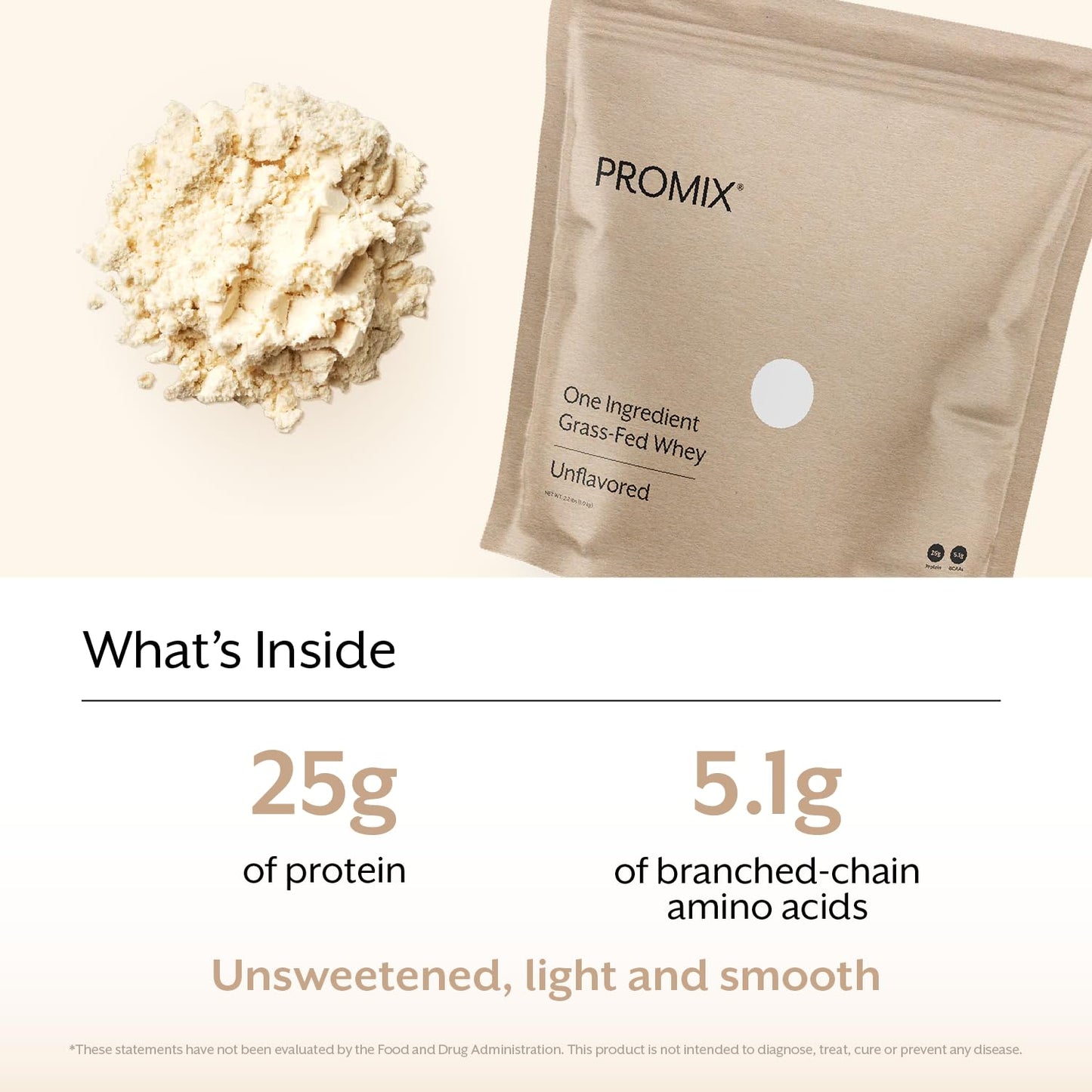 ProMix Nutrition Whey Protein Powder, Grass Fed, Unsweetened, Hormone Free - 25g Protein per Serving, Sugar Free, - dailyvitalstore