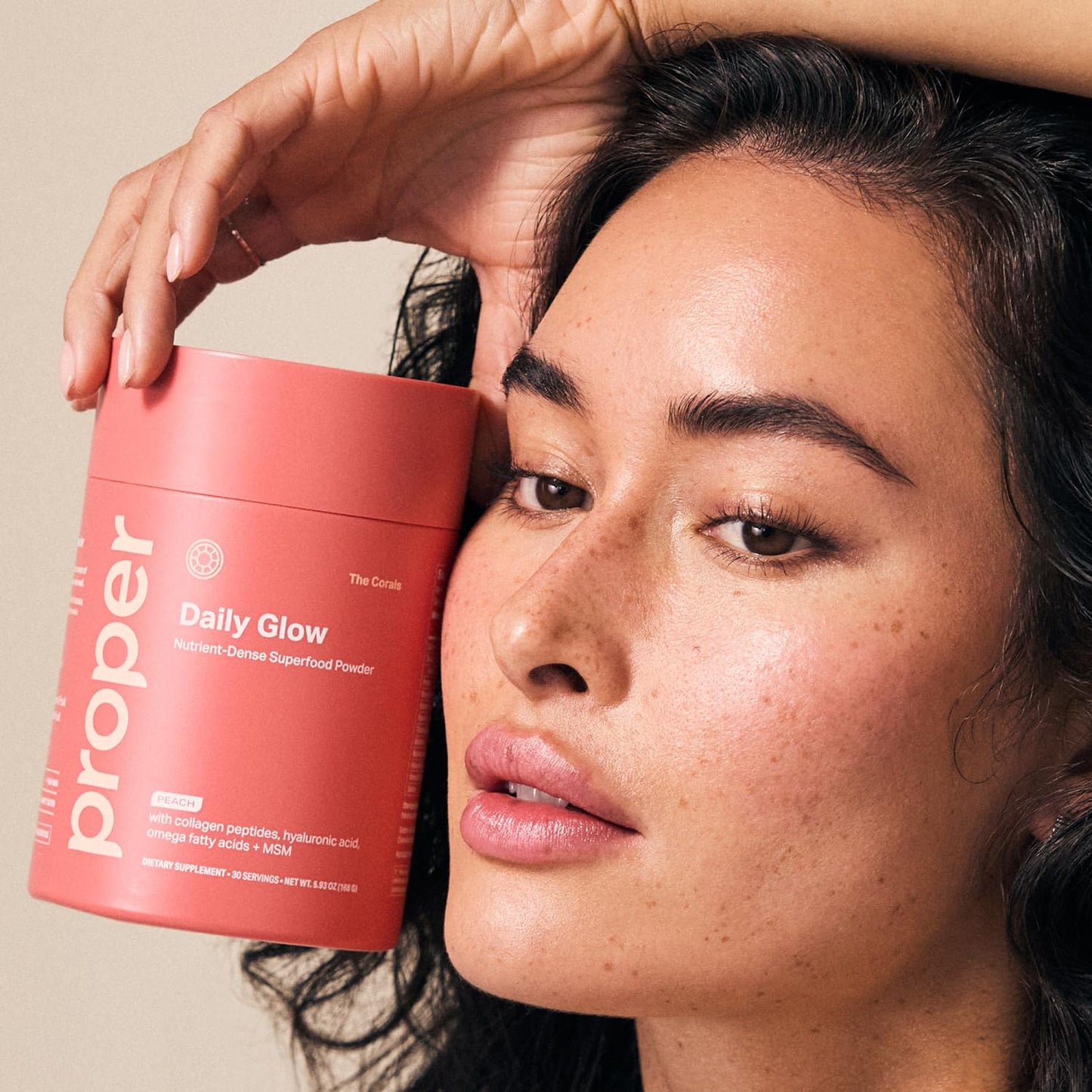 Proper, The Corals Daily Glow Beauty Blend - Nutrient Dense Superfood Powder with Collagen Peptides, Hyaluronic Acid Powder, Vitamin C, and MSM. Hair, Skin, Nail Vitamin Supplement for Women & Men - dailyvitalstore