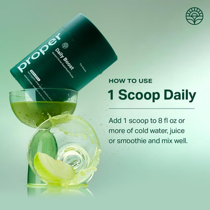 Proper, The Greens Daily Boost Organic Greens Powder. Whole Food, Apple Flavour Veggie Powder Superfood with Wheatgrass, Spirulina, Chlorella, Probiotics. - dailyvitalstore