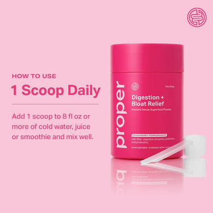 Proper, The Pinks Digestion and Bloat Relief. Drink Mix with Gut Health Probiotics, Prebiotics, Beet Root & Enzymes for Digestive Support. Bloating and Microbiome - dailyvitalstore