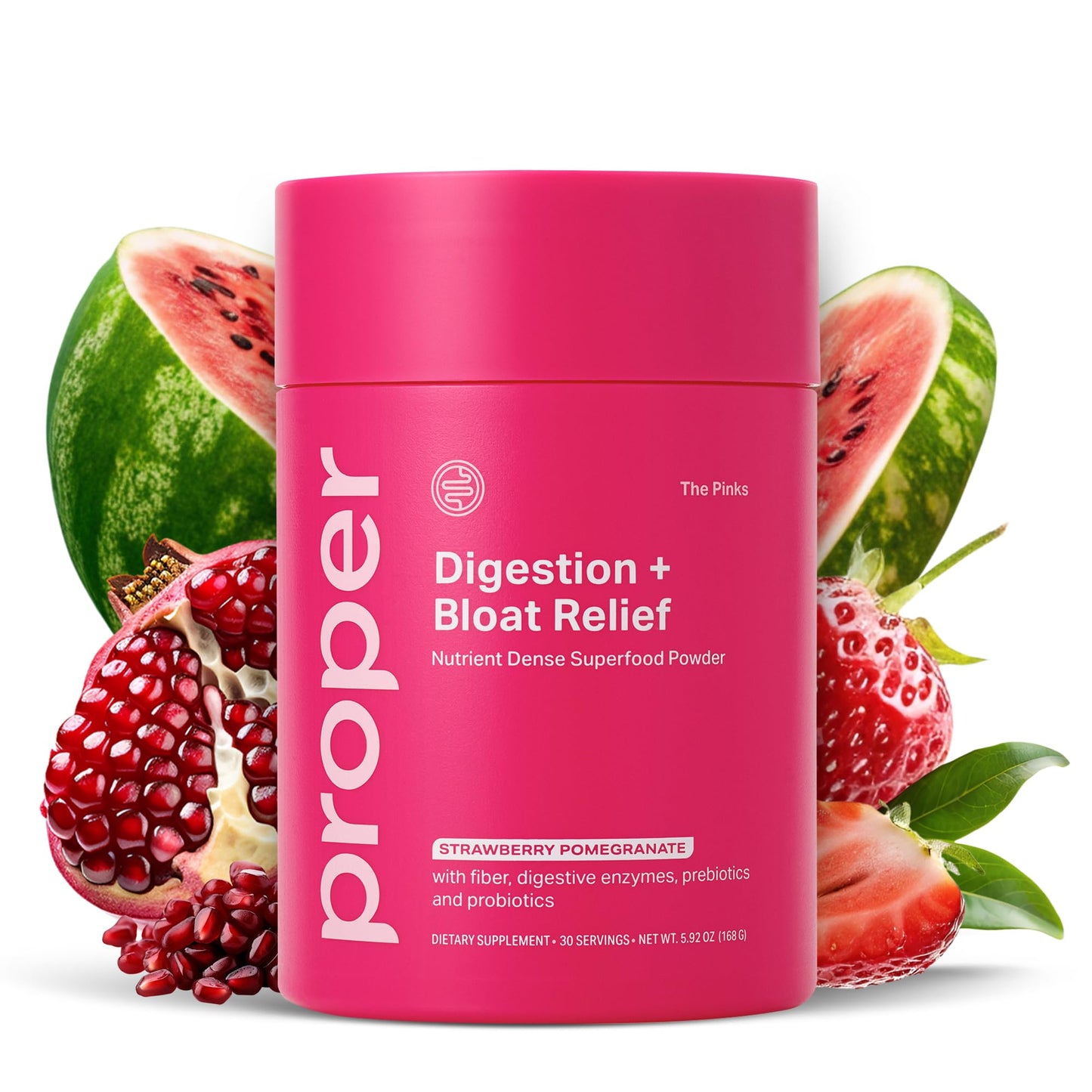 Proper, The Pinks Digestion and Bloat Relief. Drink Mix with Gut Health Probiotics, Prebiotics, Beet Root & Enzymes for Digestive Support. Bloating and Microbiome - dailyvitalstore