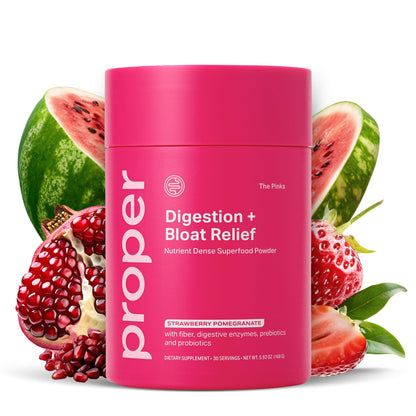 Proper, The Pinks Digestion and Bloat Relief. Drink Mix with Gut Health Probiotics, Prebiotics, Beet Root & Enzymes for Digestive Support. Bloating and Microbiome - dailyvitalstore