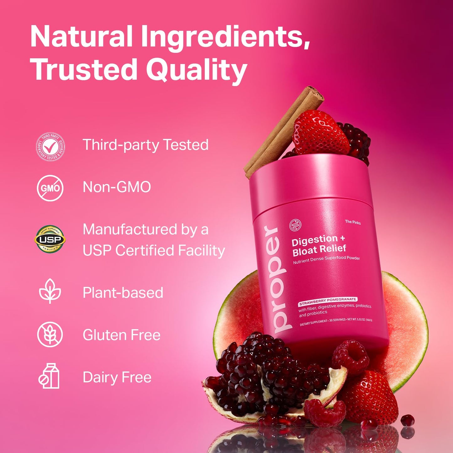 Proper, The Pinks Digestion and Bloat Relief. Drink Mix with Gut Health Probiotics, Prebiotics, Beet Root & Enzymes for Digestive Support. Bloating and Microbiome - dailyvitalstore