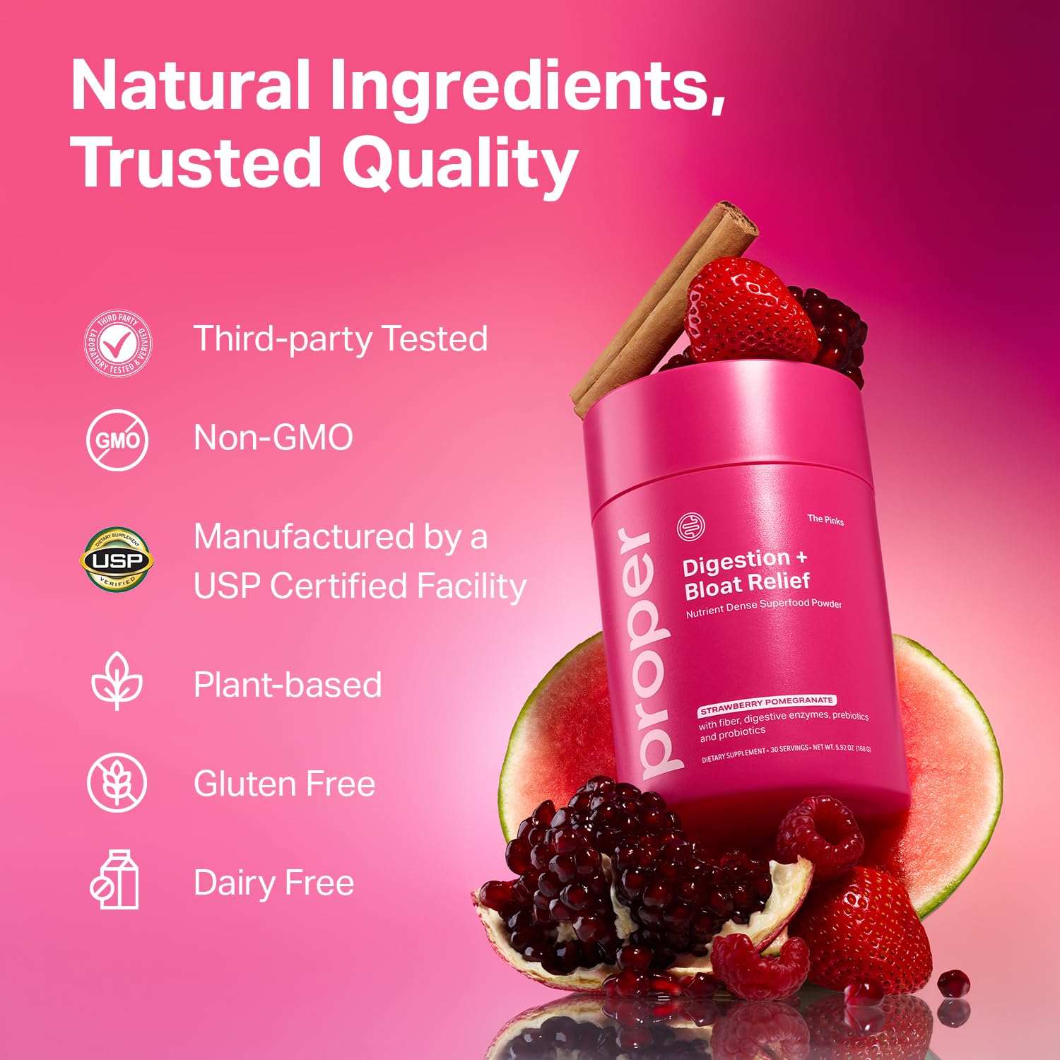 Proper, The Pinks Digestion and Bloat Relief. Drink Mix with Gut Health Probiotics, Prebiotics, Beet Root & Enzymes for Digestive Support. Bloating and Microbiome - dailyvitalstore