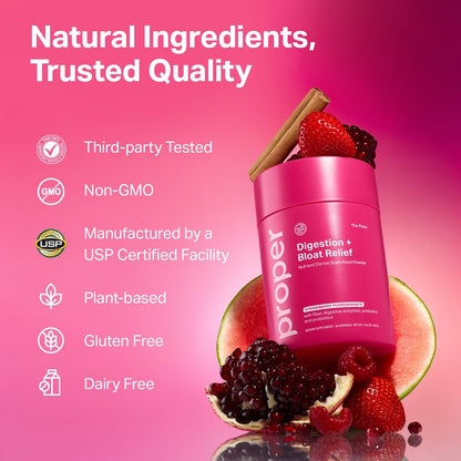 Proper, The Pinks Digestion and Bloat Relief. Drink Mix with Gut Health Probiotics, Prebiotics, Beet Root & Enzymes for Digestive Support. Bloating and Microbiome - dailyvitalstore