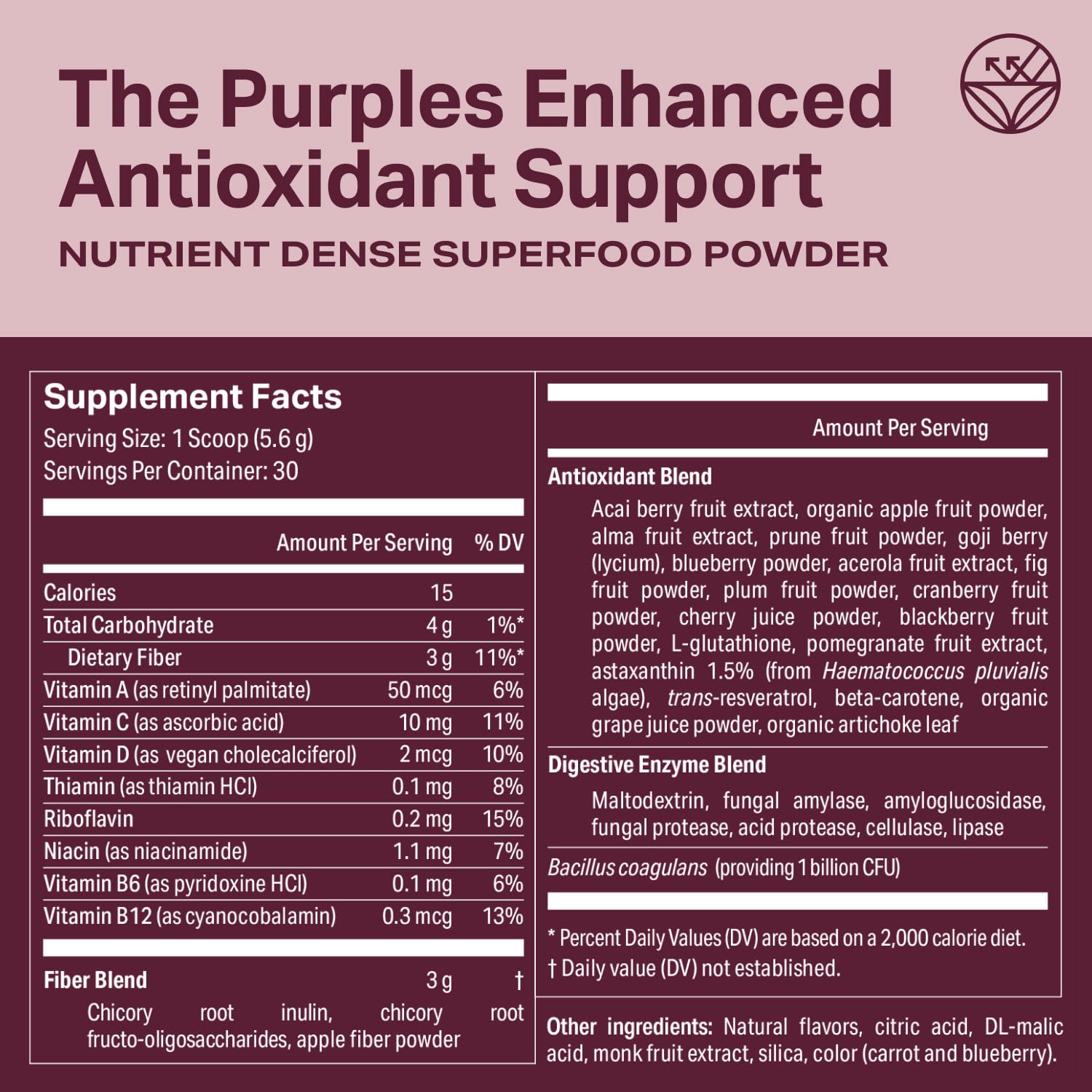 Proper, The Purples Nutrient-Dense Superfood Powder - Antioxidant Supplement and Cellular Support – Acai, Amla, Blueberry, Vitamin C, B Vitamins & More - Enhanced with Prebiotic Fiber & Probiotics - dailyvitalstore