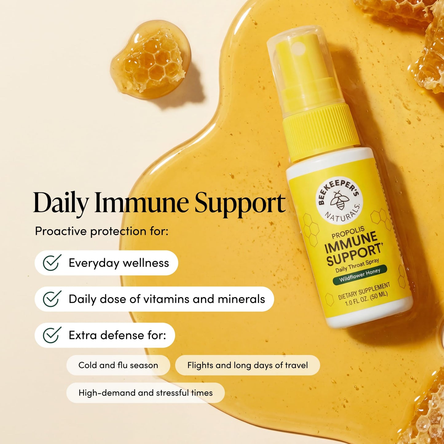 Propolis Throat Spray by Beekeeper's Naturals - 95% Bee Propolis Extract, Natural Immune Support & Sore Throat Relief - Antioxidants, Keto, Paleo, Gluten-Free (1.0 oz)(Pack of 1) - dailyvitalstore