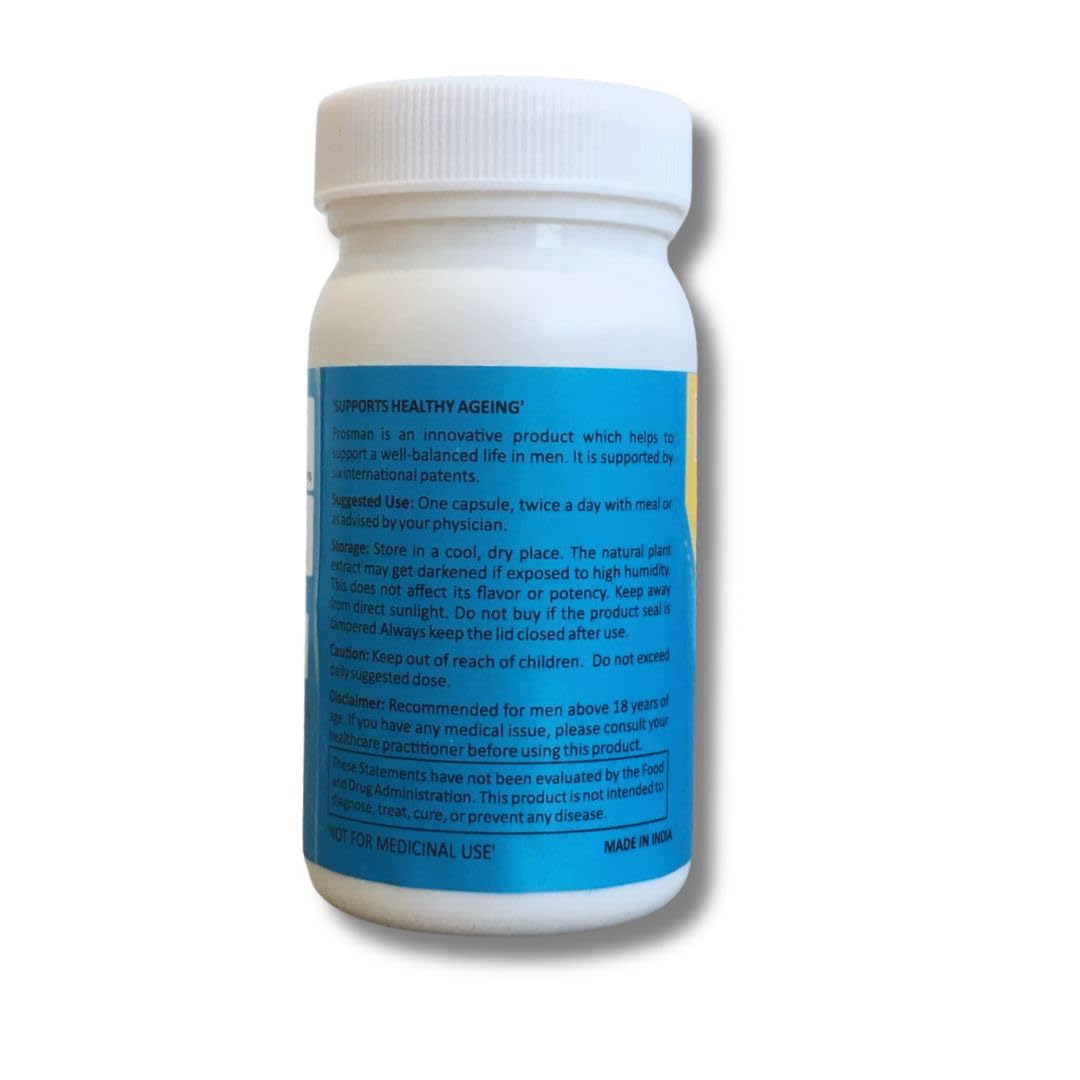 Prosman Supplement - Supports Healthy ageing & Improves Urinary Function | Patented Ingredient | Prunus domestica/pygeum (1Pack- 60 Capsules) - dailyvitalstore