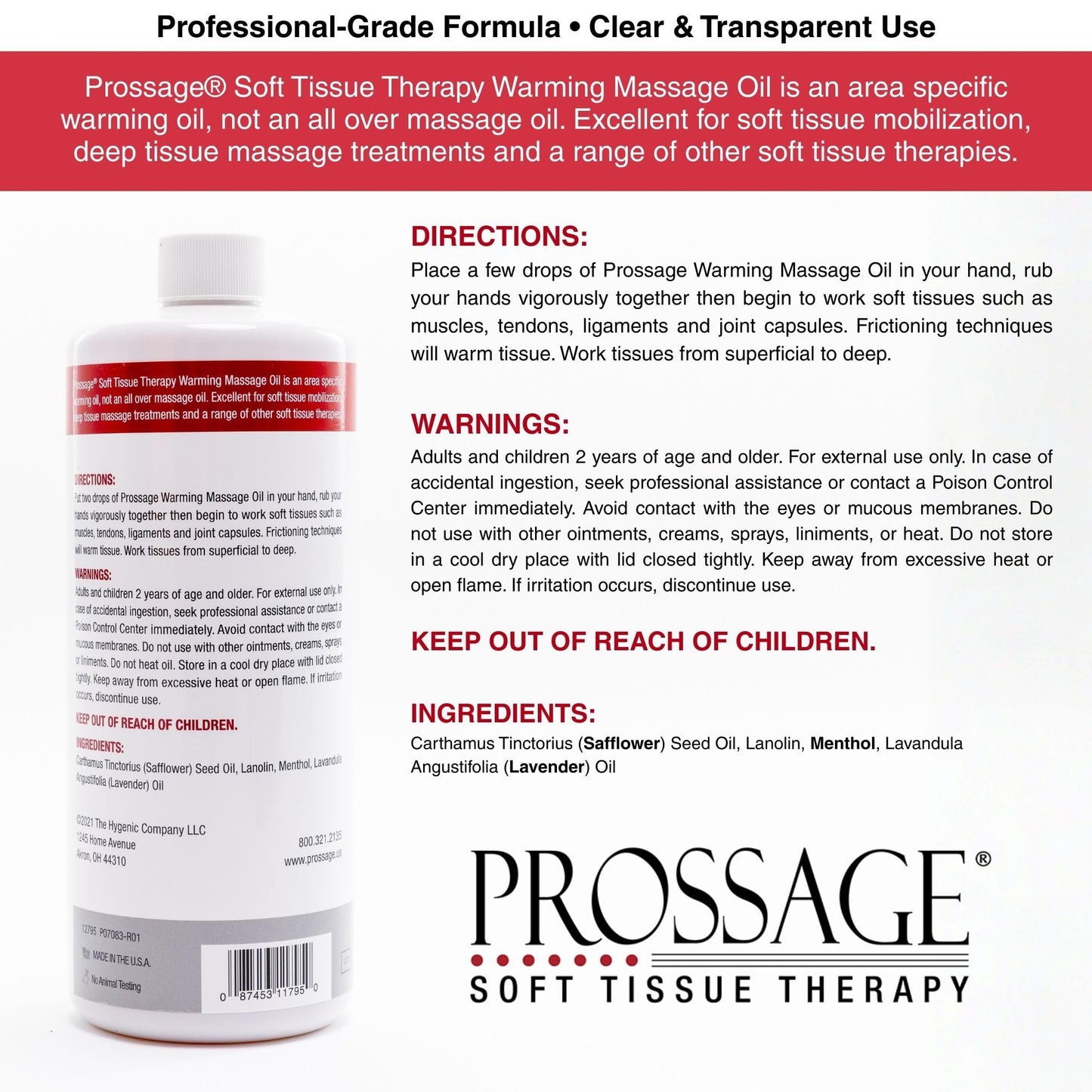 Prossage Heat Warming Relief Massage Oil for Therapuetic Massages, Deep Tissue Massages, and Aromatherapy, Topical Reliever, 32 Ounce Bottle - dailyvitalstore