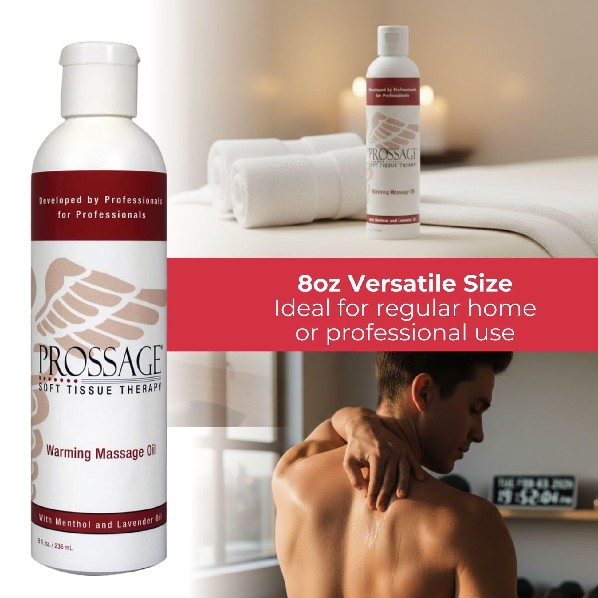 Prossage Heat Warming Relief Massage Oil for Therapuetic Massages, Deep Tissue Massages, and Aromatherapy, Topical Reliever, 8 Ounce Bottle - dailyvitalstore
