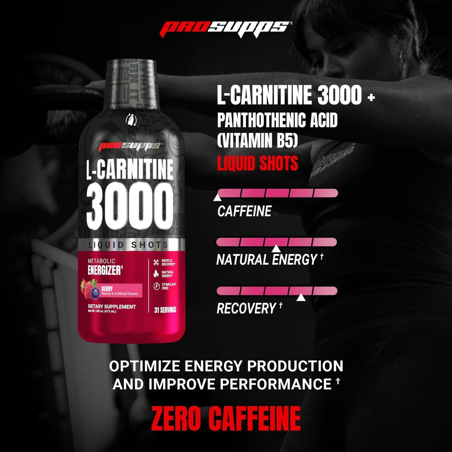 ProSupps L-Carnitine Liquid 3000, Stimulant-Free Liquid Shots for Men & Women - Clean Workout Drink for Energy, Performance & Muscle Recovery - dailyvitalstore