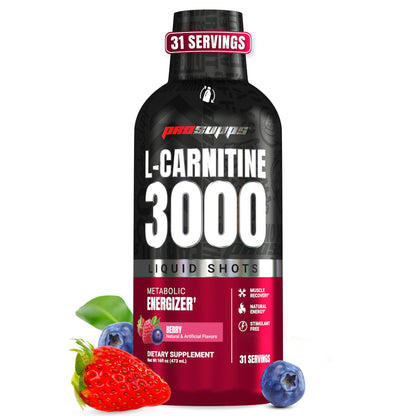 ProSupps L-Carnitine Liquid 3000, Stimulant-Free Liquid Shots for Men & Women - Clean Workout Drink for Energy, Performance & Muscle Recovery - dailyvitalstore