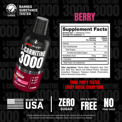 ProSupps L-Carnitine Liquid 3000, Stimulant-Free Liquid Shots for Men & Women - Clean Workout Drink for Energy, Performance & Muscle Recovery - dailyvitalstore