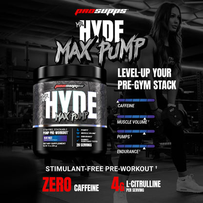 ProSupps Mr. Hyde Max Pump Pre Workout Powder - Stim-Free Preworkout Supports Blood Flow, Muscle Volume & Endurance - Caffeine-Free Nitric Oxide Gym & Fitness Supplements - dailyvitalstore