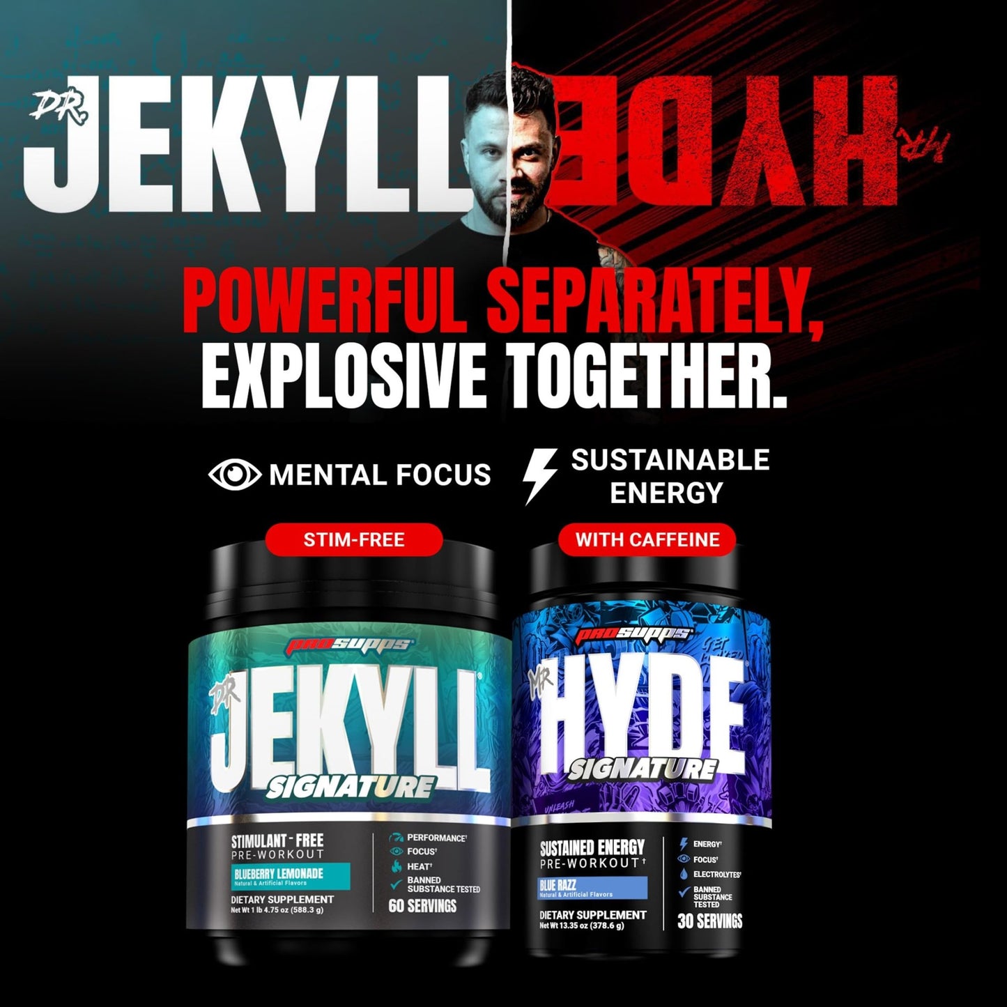 ProSupps Mr. Hyde Max Pump Pre Workout Powder - Stim-Free Preworkout Supports Blood Flow, Muscle Volume & Endurance - Caffeine-Free Nitric Oxide Gym & Fitness Supplements - dailyvitalstore