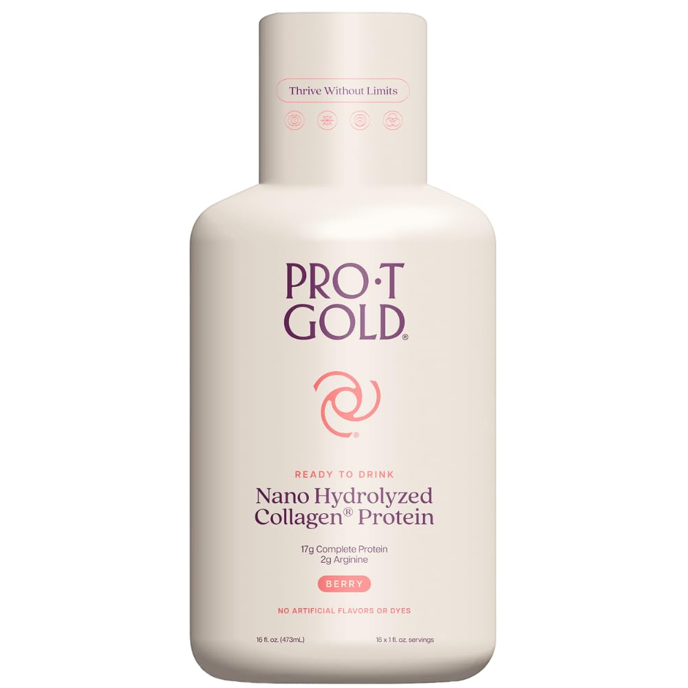 ProT Gold Liquid Collagen Protein Shot, Support for Hair, Nails and Skin, 17g, Nano Hydrolyzed & Grass Fed with Amino Acids, Sugar Free, Gluten Free, - dailyvitalstore