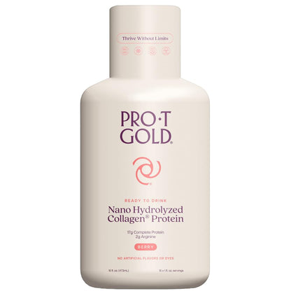 ProT Gold Liquid Collagen Protein Shot, Support for Hair, Nails and Skin, 17g, Nano Hydrolyzed & Grass Fed with Amino Acids, Sugar Free, Gluten Free, - dailyvitalstore