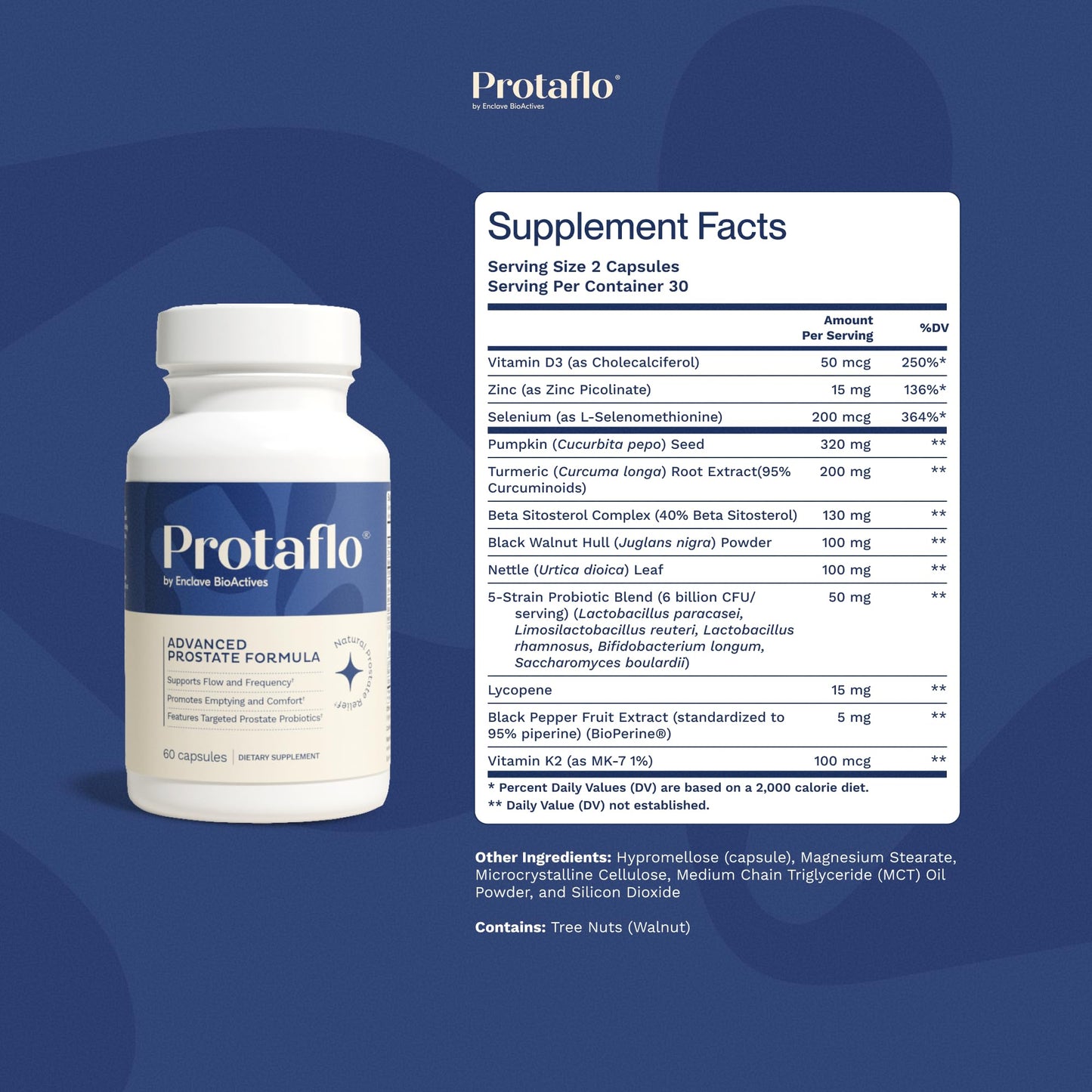 Protaflo Prostate Supplements for Men - Supports Urinary Flow & Bladder Control | Probiotics + Black Walnut, Nettle, Turmeric, Lycopene, Pumpkin Seed - dailyvitalstore